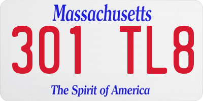 MA license plate 301TL8