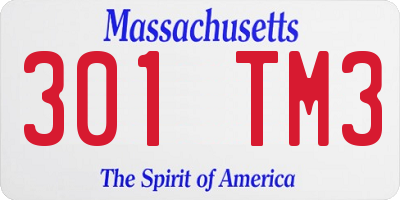 MA license plate 301TM3