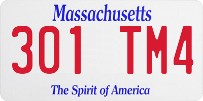 MA license plate 301TM4