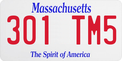 MA license plate 301TM5