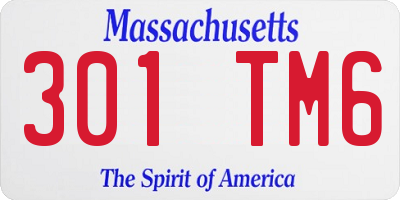 MA license plate 301TM6