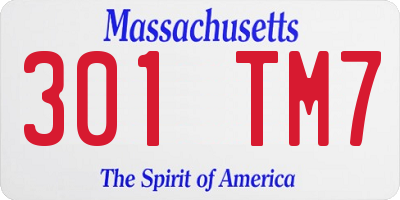 MA license plate 301TM7