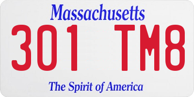 MA license plate 301TM8