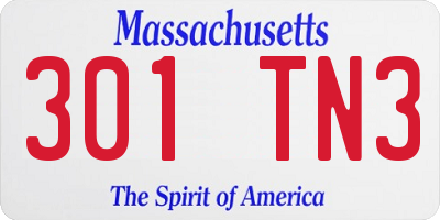 MA license plate 301TN3