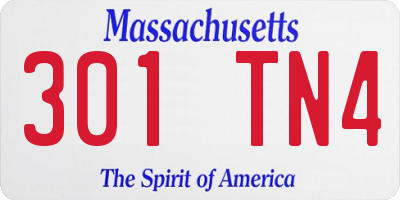MA license plate 301TN4