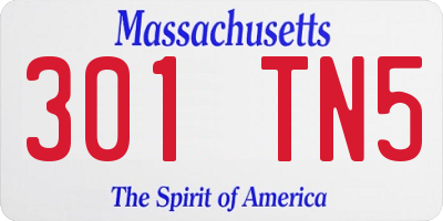 MA license plate 301TN5