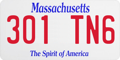 MA license plate 301TN6