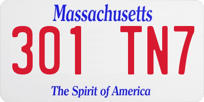 MA license plate 301TN7