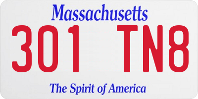 MA license plate 301TN8