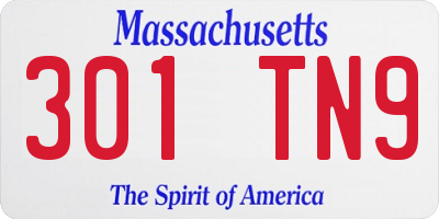 MA license plate 301TN9