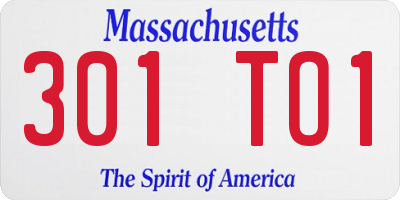 MA license plate 301TO1