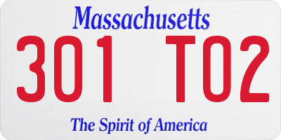MA license plate 301TO2