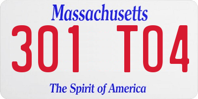 MA license plate 301TO4