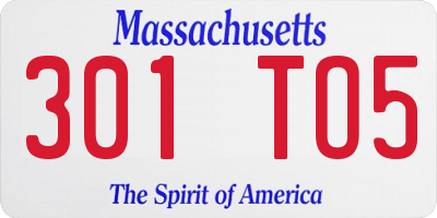 MA license plate 301TO5