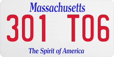 MA license plate 301TO6