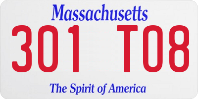 MA license plate 301TO8