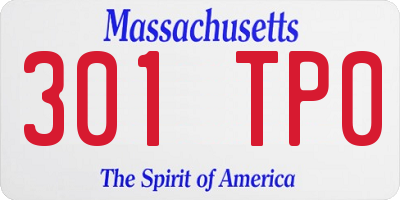 MA license plate 301TP0