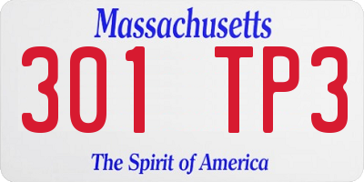 MA license plate 301TP3