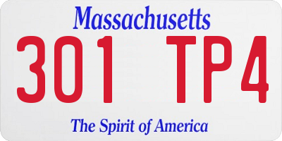MA license plate 301TP4