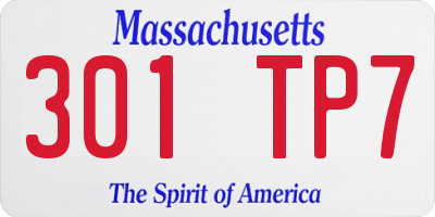 MA license plate 301TP7