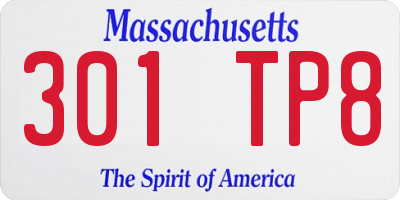 MA license plate 301TP8