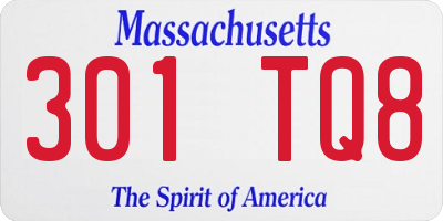 MA license plate 301TQ8
