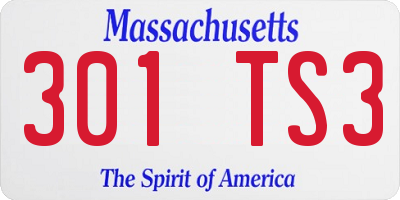 MA license plate 301TS3