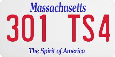 MA license plate 301TS4