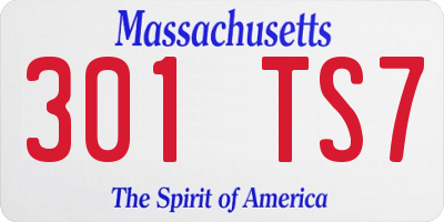 MA license plate 301TS7