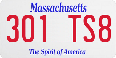 MA license plate 301TS8