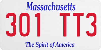 MA license plate 301TT3