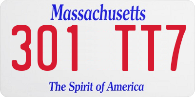 MA license plate 301TT7