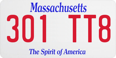 MA license plate 301TT8