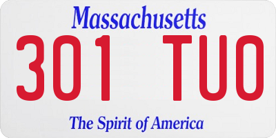 MA license plate 301TU0