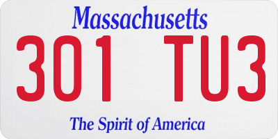 MA license plate 301TU3