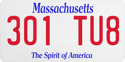MA license plate 301TU8
