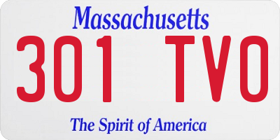 MA license plate 301TV0