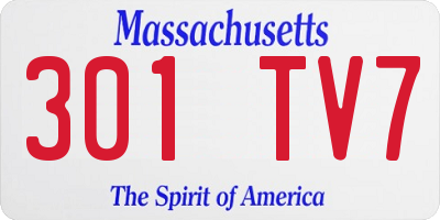 MA license plate 301TV7