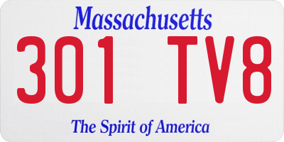 MA license plate 301TV8