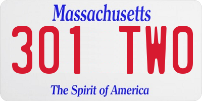 MA license plate 301TW0