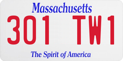 MA license plate 301TW1