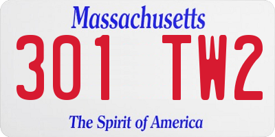 MA license plate 301TW2