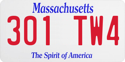 MA license plate 301TW4