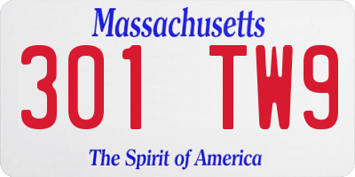 MA license plate 301TW9