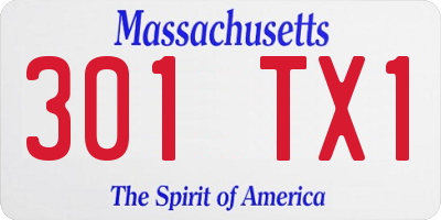 MA license plate 301TX1