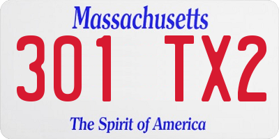 MA license plate 301TX2