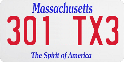 MA license plate 301TX3