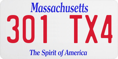 MA license plate 301TX4
