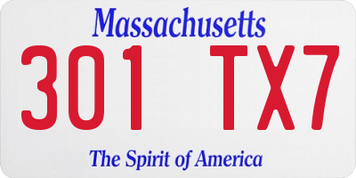 MA license plate 301TX7