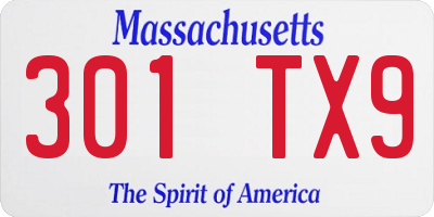 MA license plate 301TX9